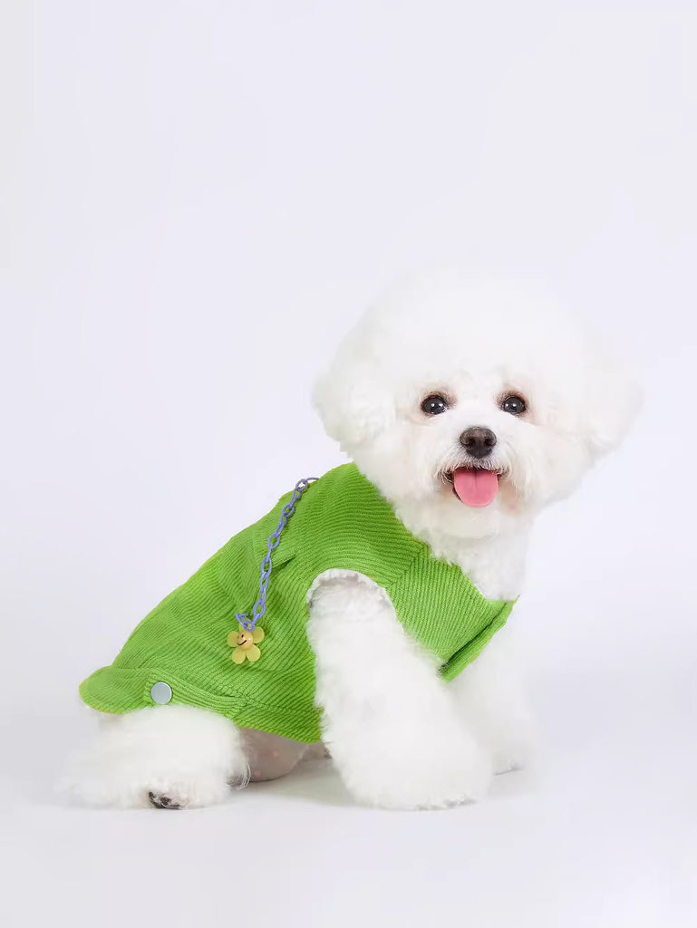 Pistachio Green Corduroy Vest for Pets