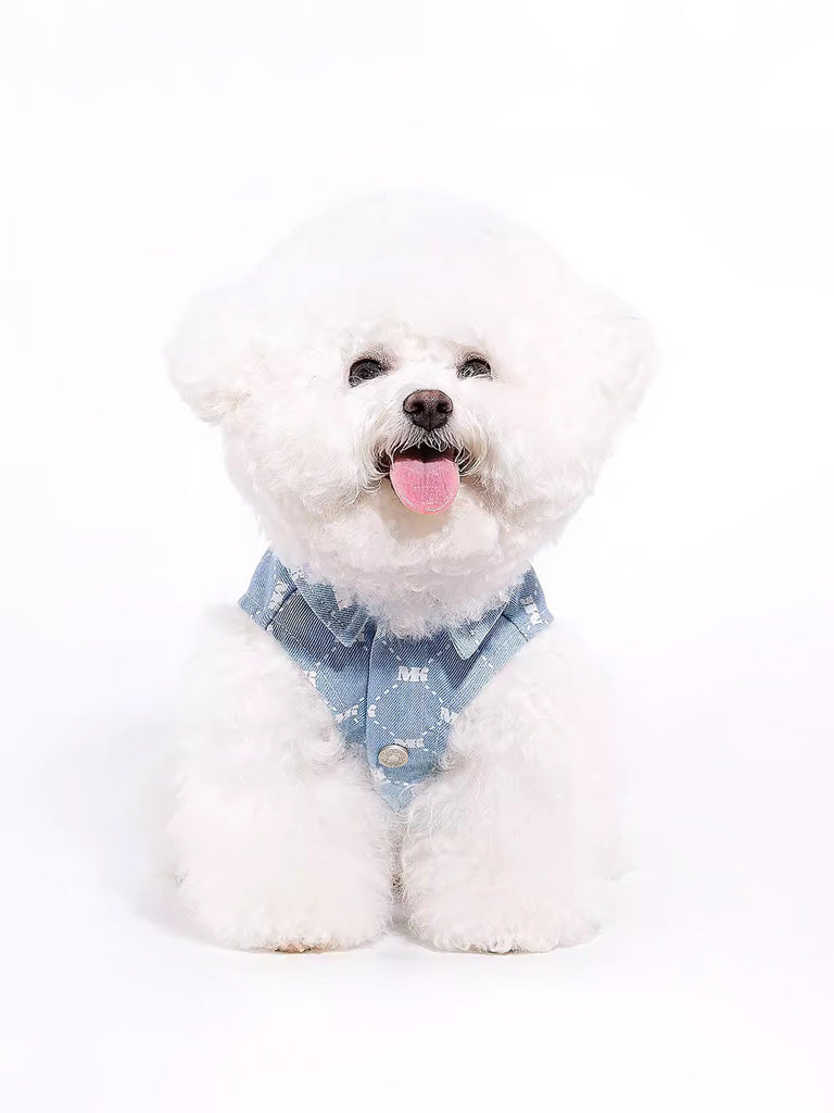 Washed Denim Vest with Leash Ring for Pets