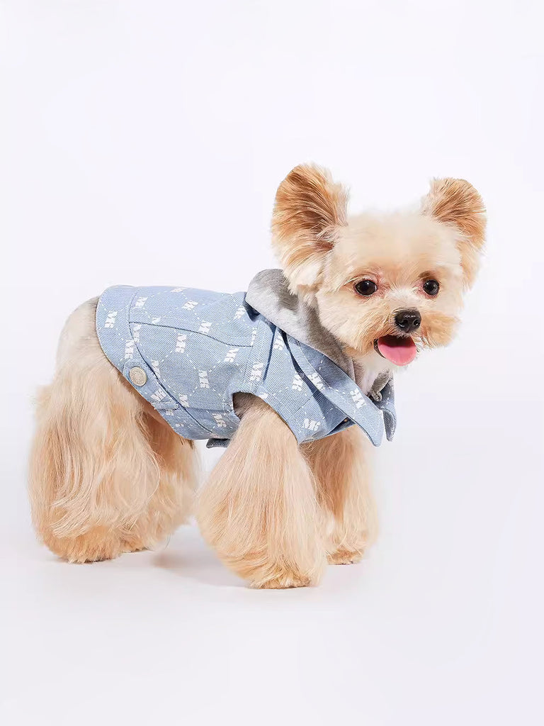 Washed Denim Vest with Leash Ring for Pets