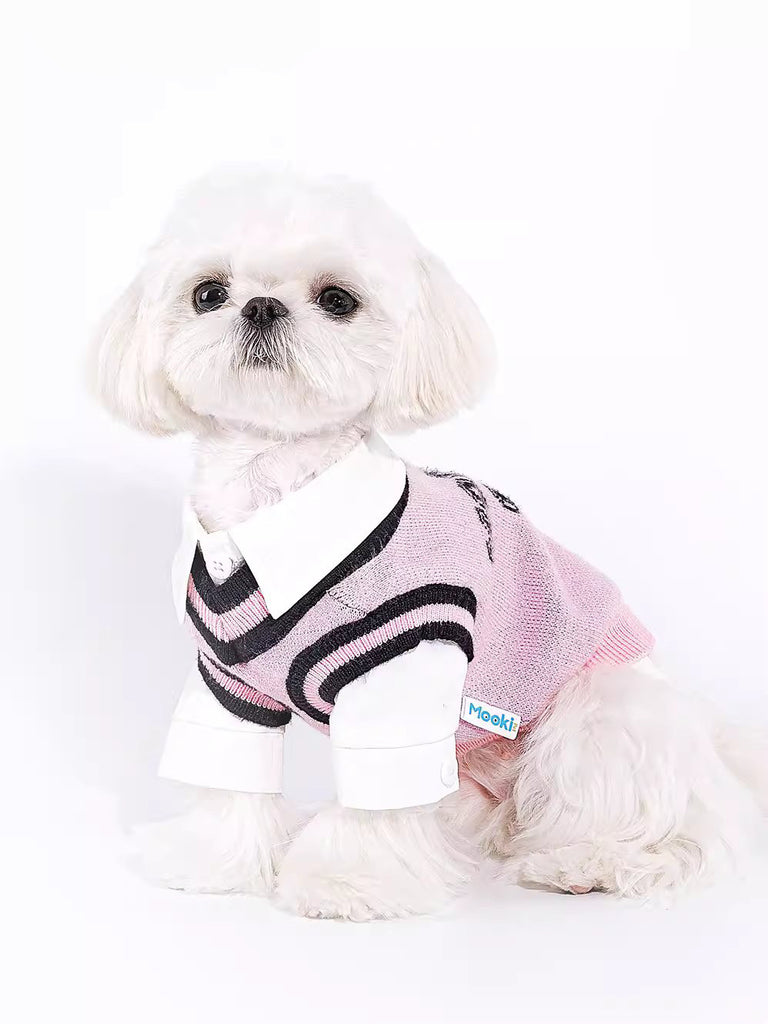 College-Style Knit Vest for Pets 