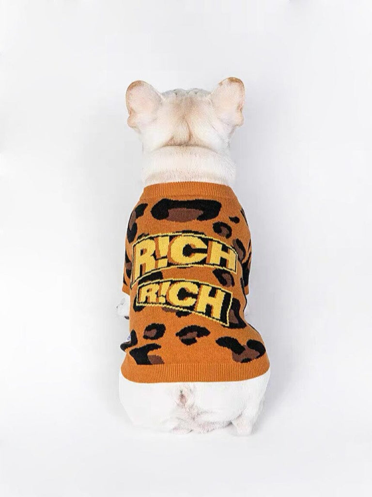 Leopard Print Hip-Hop Sweater for Pets Outside