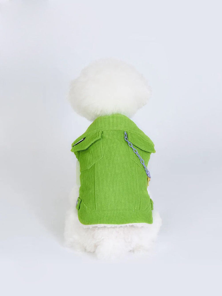 Pistachio Green Corduroy Vest for Pets Outside