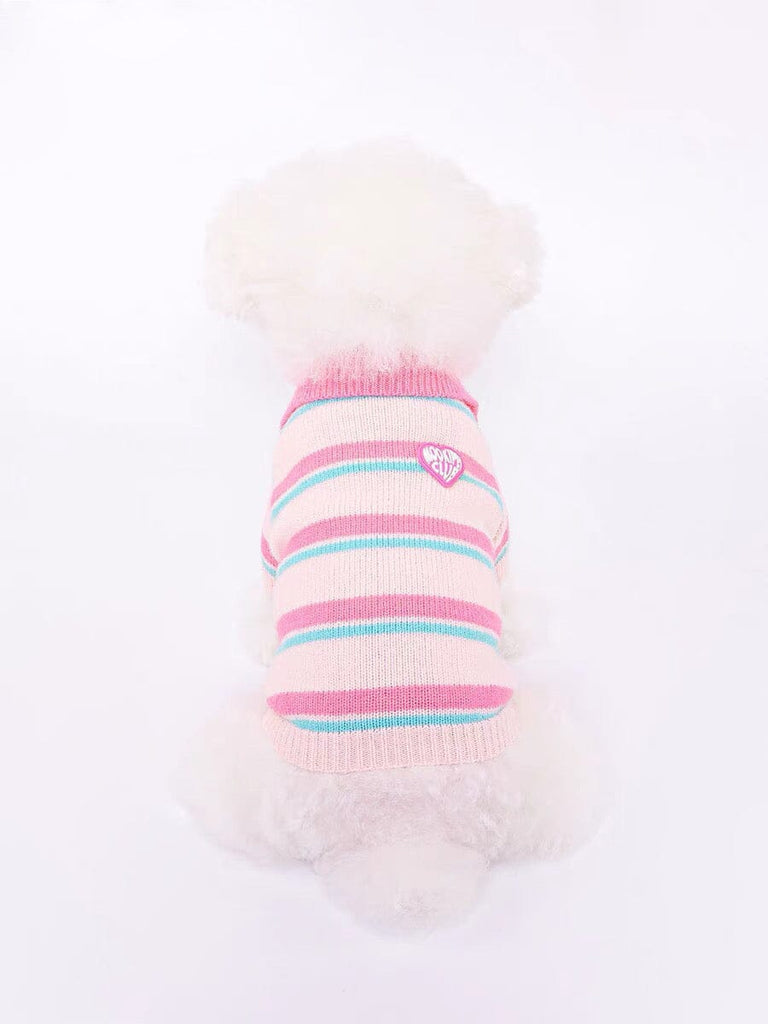 Warm Striped Polo Zip Sweater for Pets