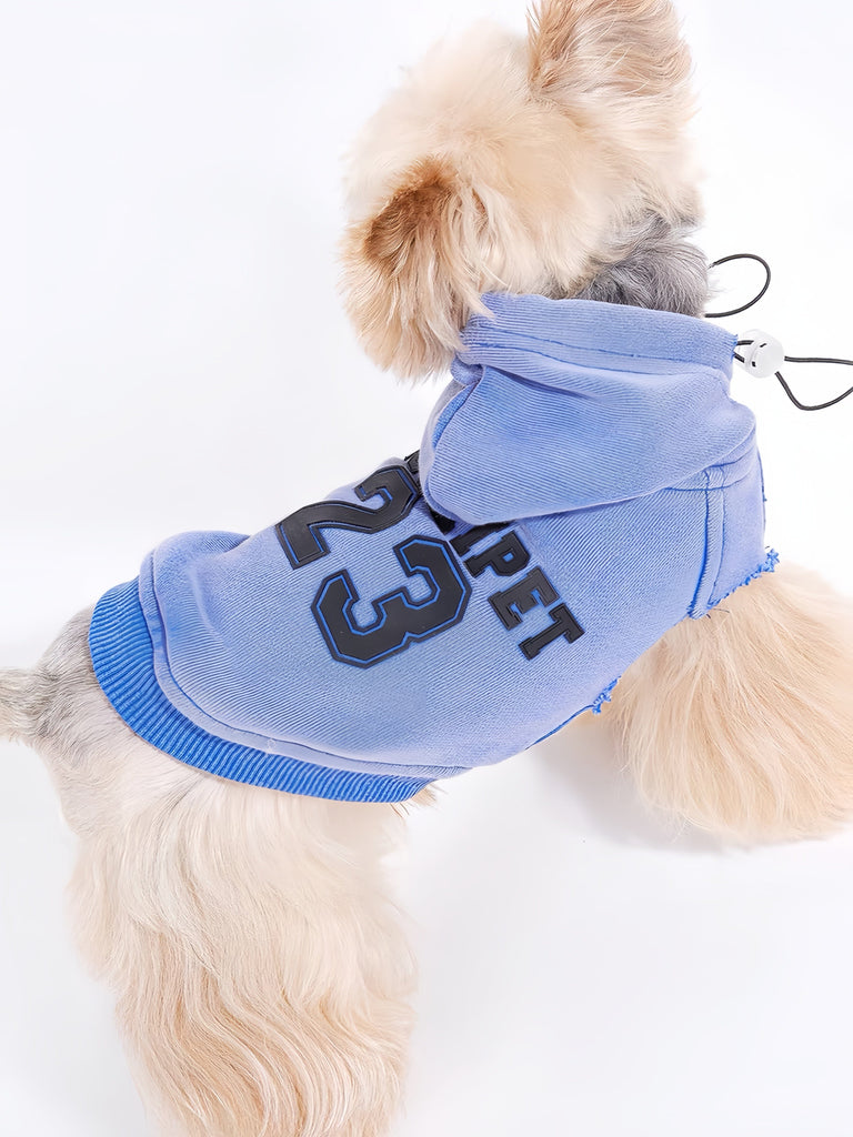 Washed Blue Distressed Hoodie for Pets Cute