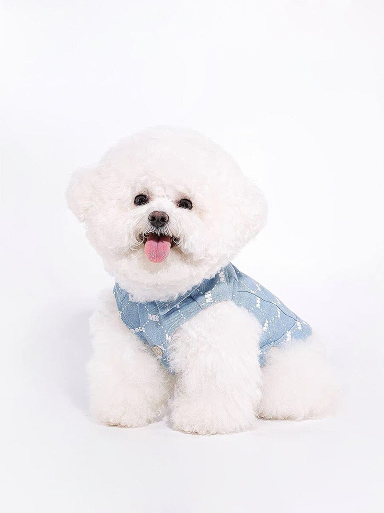 Washed Denim Vest with Leash Ring for Pets